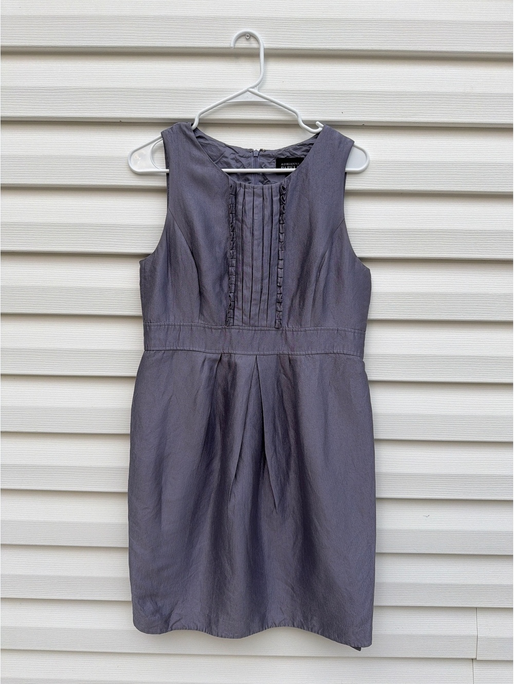 Adrianna Papell Women's Size 12 Lavender Silk Cotton Pleated Cocktail Dress